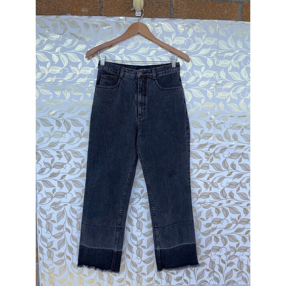 Rachel Comey Legion Jeans Washed Black High Rise Wide Leg Raw Hem Denim 4